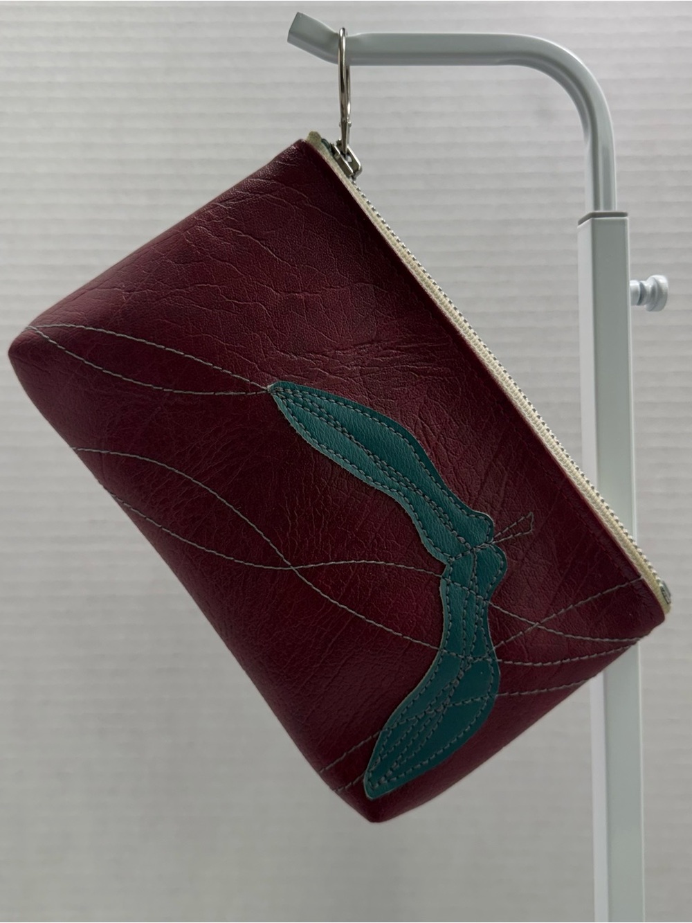 Queen Bee Creations Rebecca Pearcy Zippered Pouch/Cosmetic Bag, Burgandy/Aqua